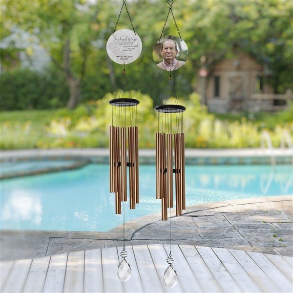 On Angel's Wings Personalized Photo Wind Chimes  - 40112