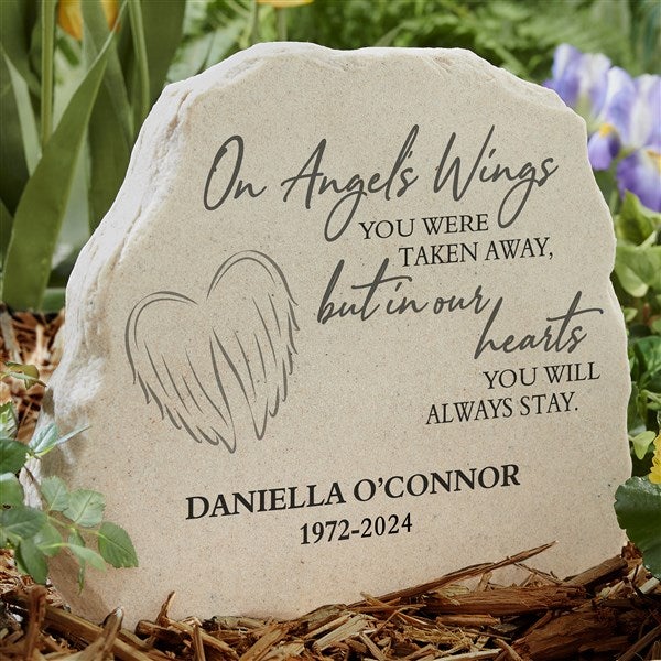 On Angel's Wings Personalized Standing Garden Stone  - 40113