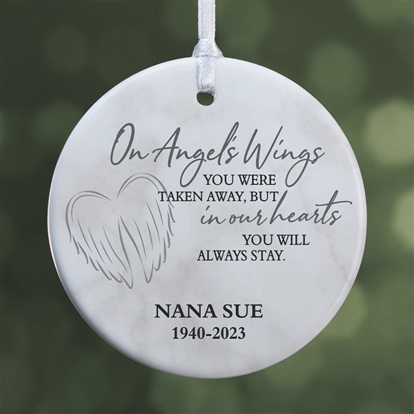 On Angel's Wings Memorial Personalized Ornament  - 40115