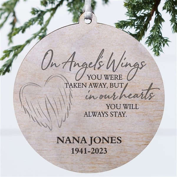 On Angel's Wings Memorial Personalized Ornament  - 40115