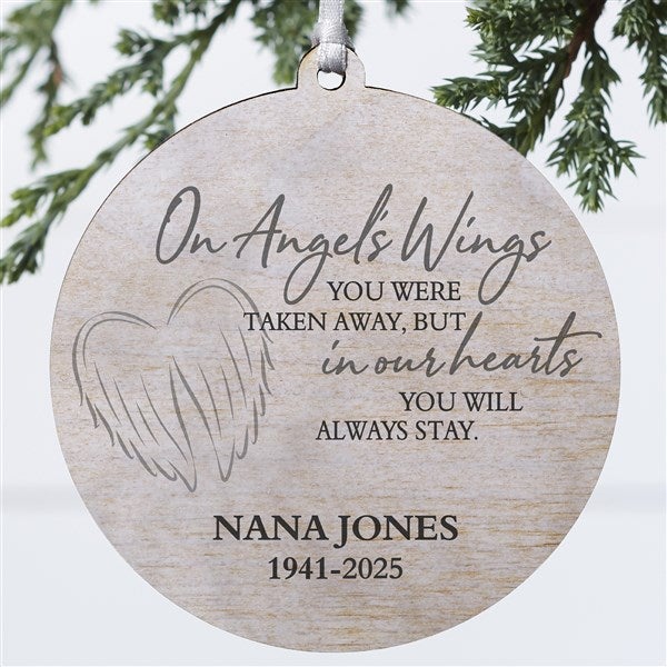 On Angel's Wings Memorial Personalized Ornament  - 40115