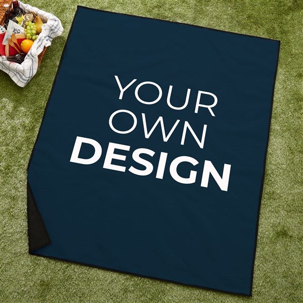 Design Your Own Personalized Picnic Blanket Navy Blue