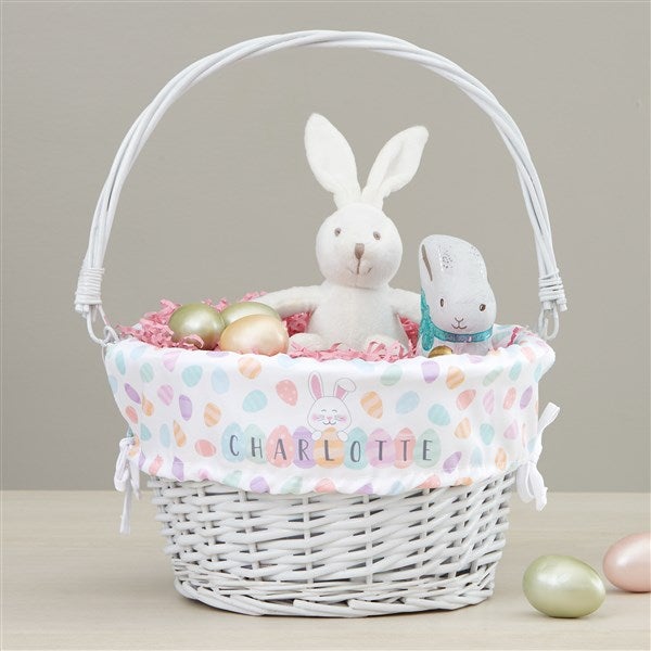 Happy Easter Eggs Personalized Easter Basket with Folding Handle  - 40192