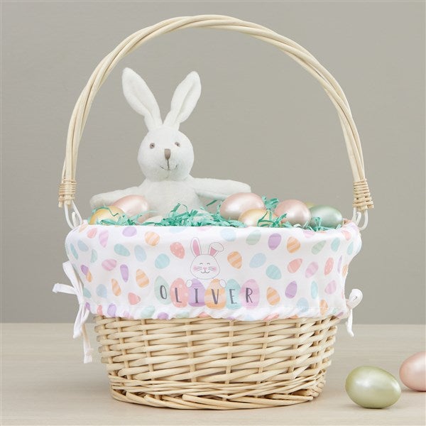 Happy Easter Eggs Personalized Easter Basket with Folding Handle  - 40192