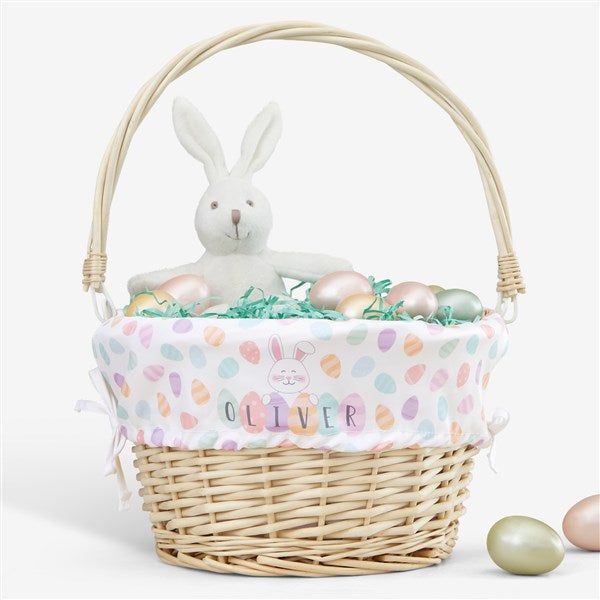 Happy Easter Eggs Personalized Easter Basket with Folding Handle  - 40192