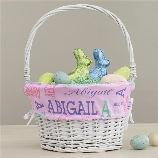 Repeating Name Personalized Easter Basket with Folding Handle  - 40195