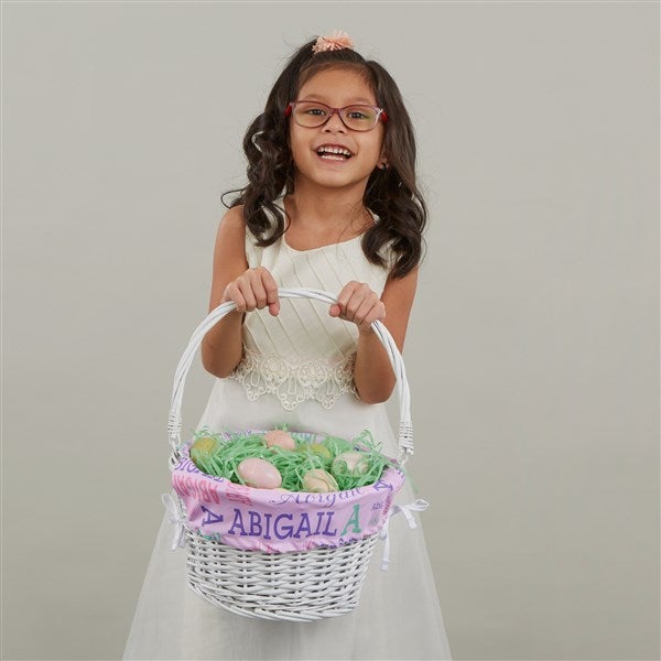 Repeating Name Personalized Easter Basket with Folding Handle