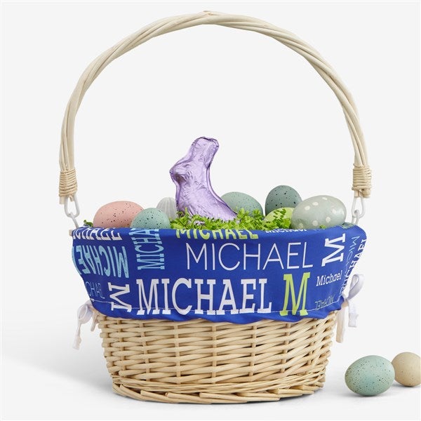 Repeating Name Personalized Easter Basket with Folding Handle  - 40195