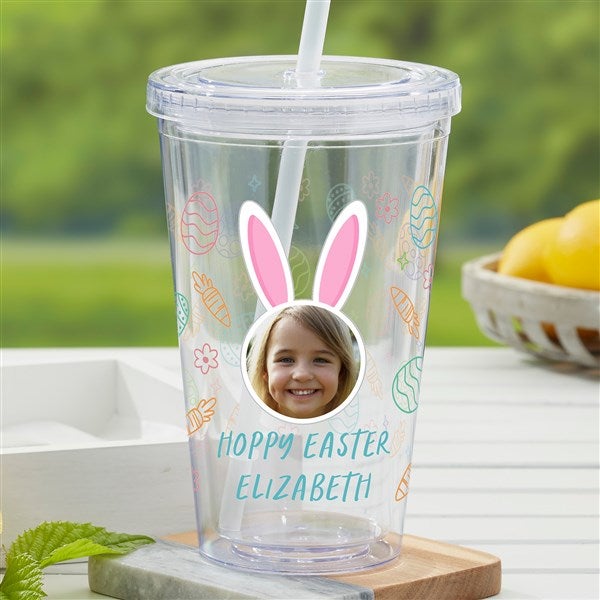 Hoppy Easter Personalized Photo 17 oz. Acrylic Insulated Tumbler  - 40202