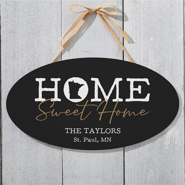 Home Sweet Home Personalized State Oval Wood Sign  - 40221