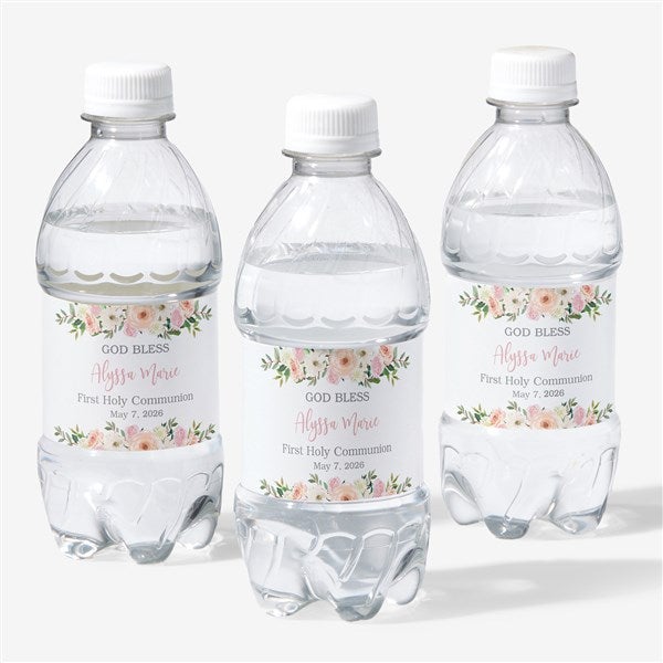 Floral First Communion Personalized Bottle Labels  - 40271