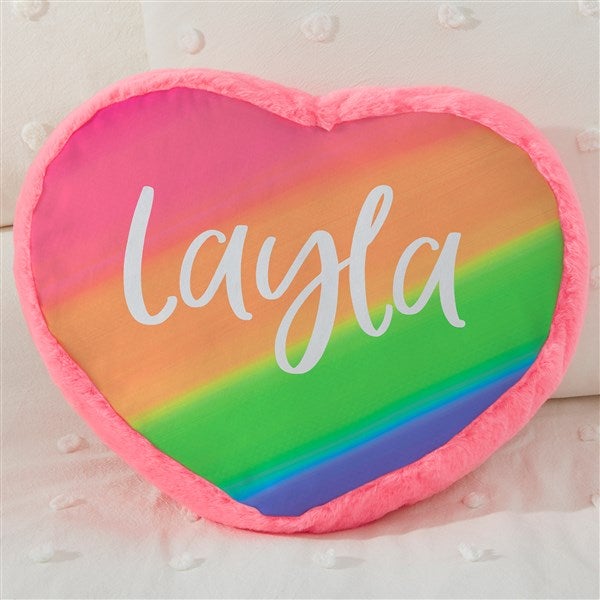 Rainbow Name Personalized Heart Throw Pillow  - 40368