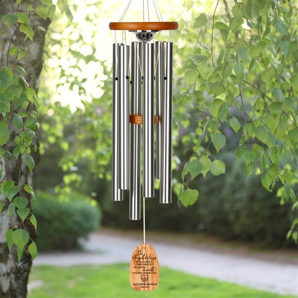 On Angel's Wings Personalized Urn Memorial Wind Chimes  - 40369
