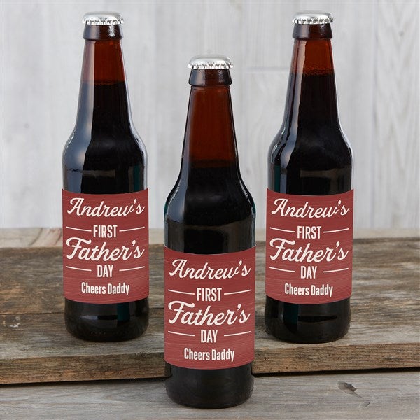Personalized Beer Bottle Labels & Bottle Carrier - Daddy's First Father's Day - 40449