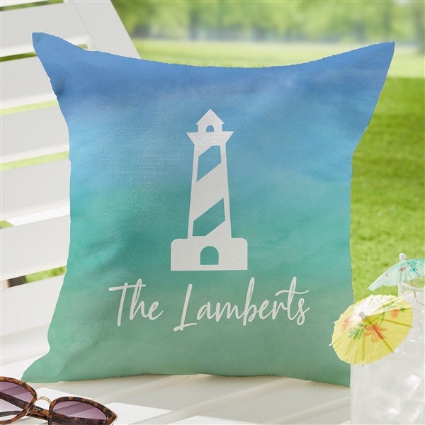 Seaside Watch Personalized Outdoor Throw Pillow  - 40487