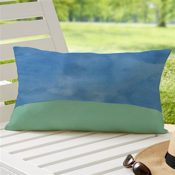 Seaside Watch Personalized Lumbar Outdoor Throw Pillow 12” x 22”