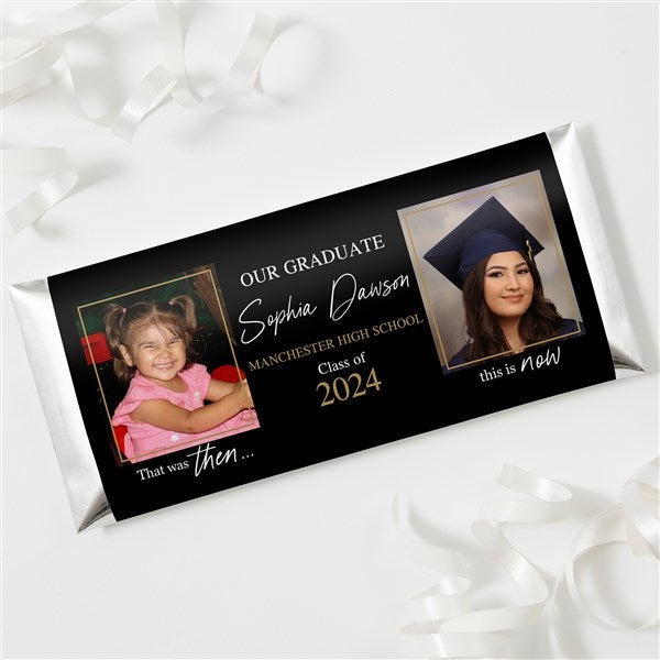Then & Now Graduate Personalized Photo Candy Bar Wrappers  - 40544
