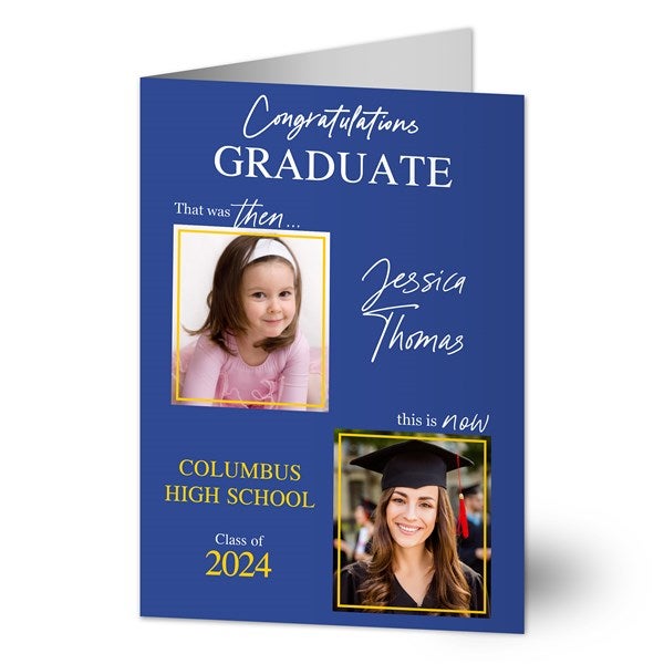 Then & Now Graduate Personalized Photo Graduation Greeting Card - 40547