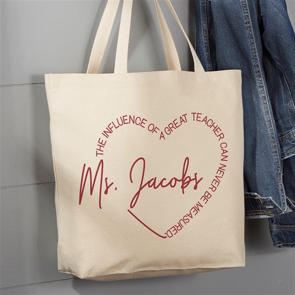 A Great Teacher Personalized Canvas Tote Bags - 40583