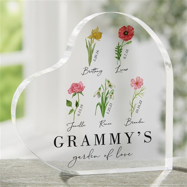 Personalized Colored Heart Keepsake - Birth Month Flower - 40627