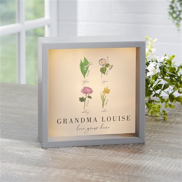 Personalized LED Light Shadow Box - Birth Month Flower - 40633