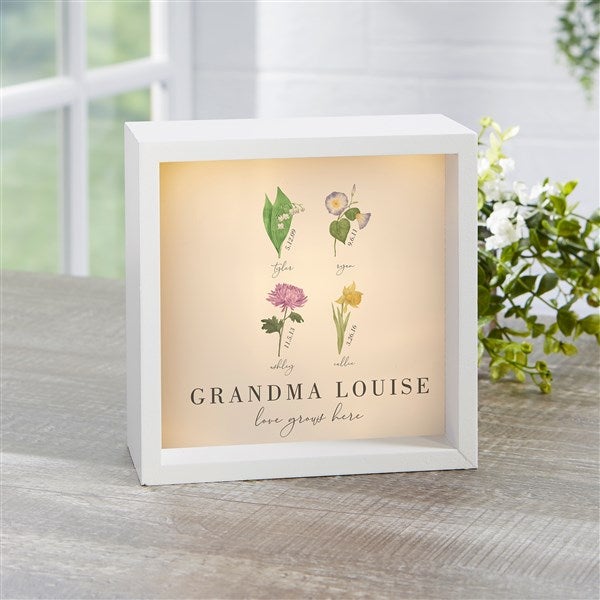 Personalized LED Light Shadow Box - Birth Month Flower - 40633