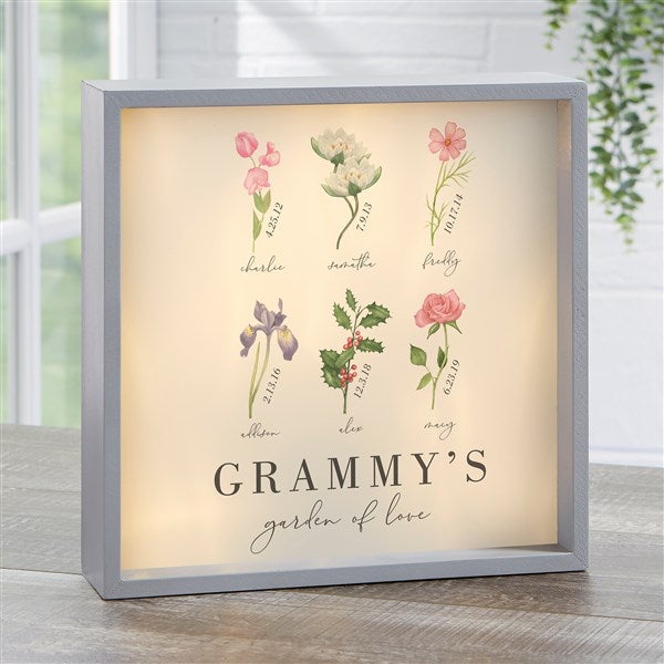 Personalized LED Light Shadow Box - Birth Month Flower - 40633