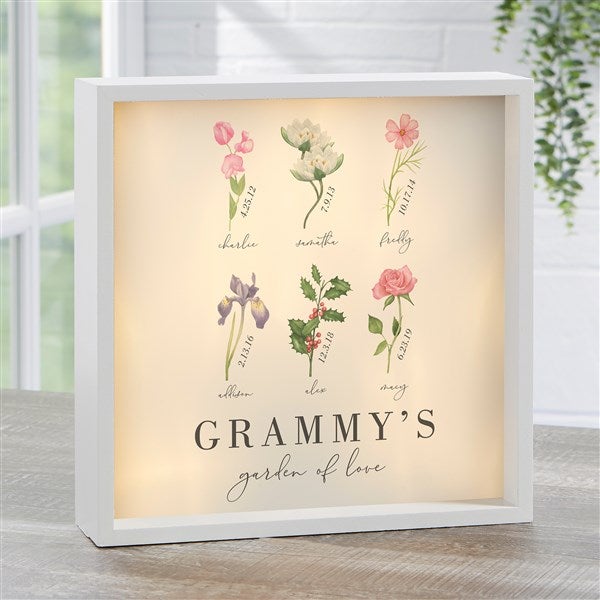 Personalized LED Light Shadow Box - Birth Month Flower - 40633
