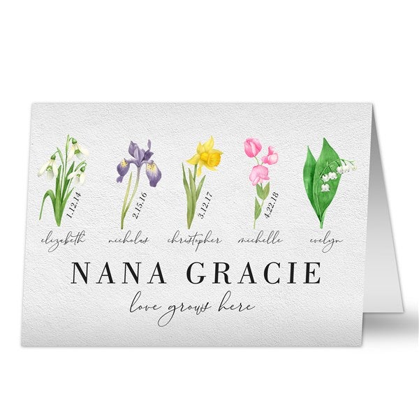 Birth Month Flower Personalized Greeting Card  - 40634