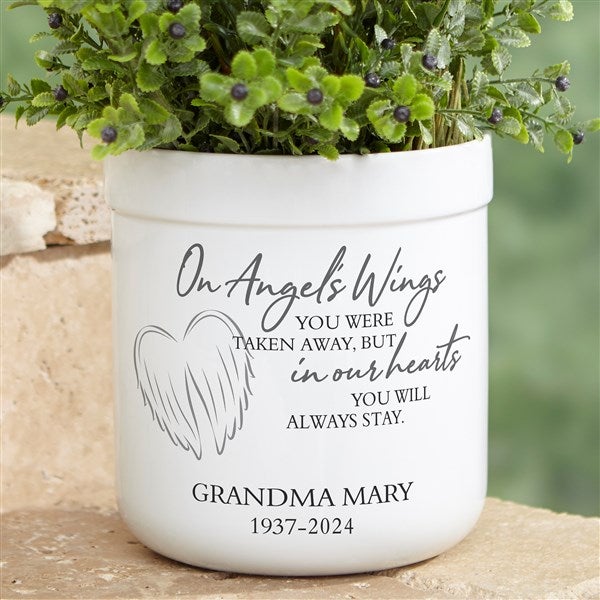 On Angel's Wings Personalized Outdoor Flower Pot  - 40640
