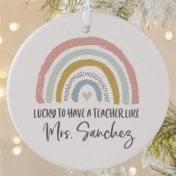 Boho Rainbow Teacher Personalized Ornament  - 40655