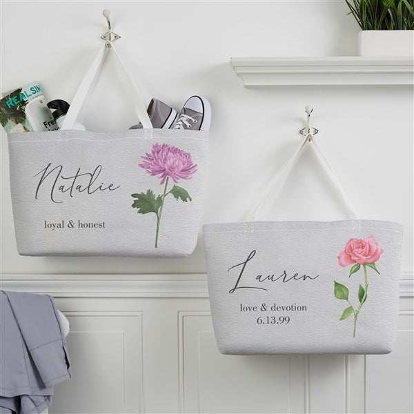 Birth Month Flower Personalized Tote Bag  - 40657