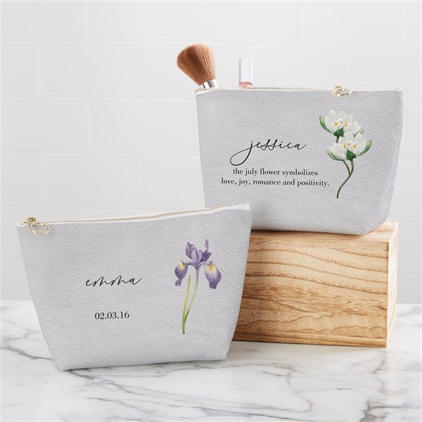 Personalized Makeup Bag - Month Flower