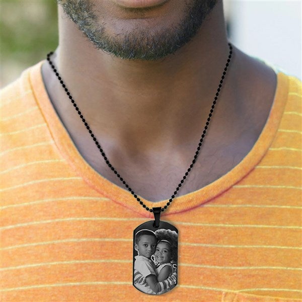 Personalized Black Stainless Photo Dog Tag Pendant