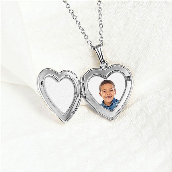 Engraved Photo Heart Locket  - 40677D