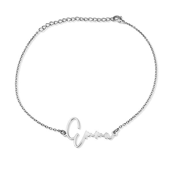 Personalized Modern Script Name Anklet  - 40684D