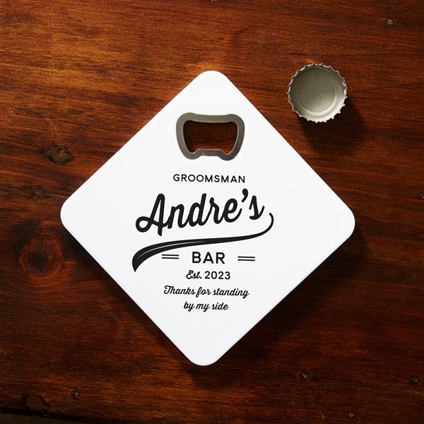 Personalized Beer Bottle Opener Coaster - Groomsman Brewing Co. - 40722