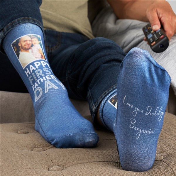 First Father's Day Personalized Photo Adult Socks  - 40727