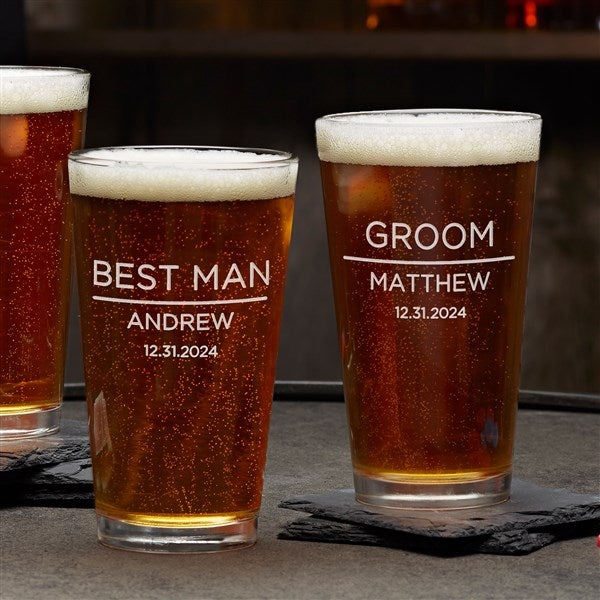 The Groomsman Wedding Engraved Beer Glass Collection  - 40751