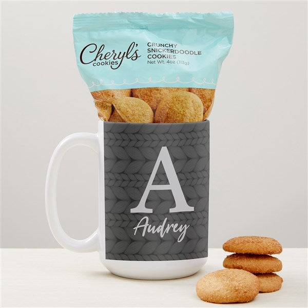 Christmas Sweater Monogram Personalized Coffee Mug with Cheryl's Cookies - 40783