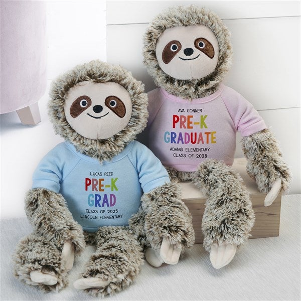 Kindergarten Graduation Personalized Plush Sloth Stuffed Animal  - 40790