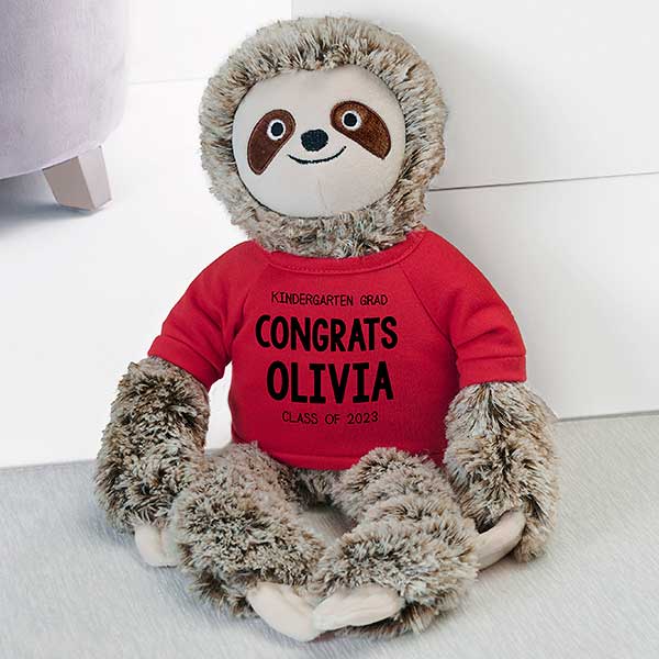 Kindergarten Graduation Personalized Plush Sloth Stuffed Animal  - 40790
