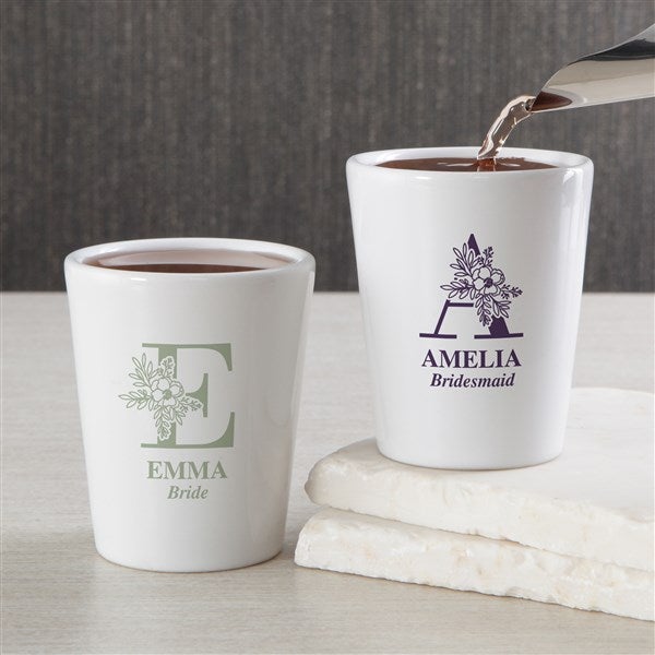Floral Bridesmaid Personalized Shot Glass