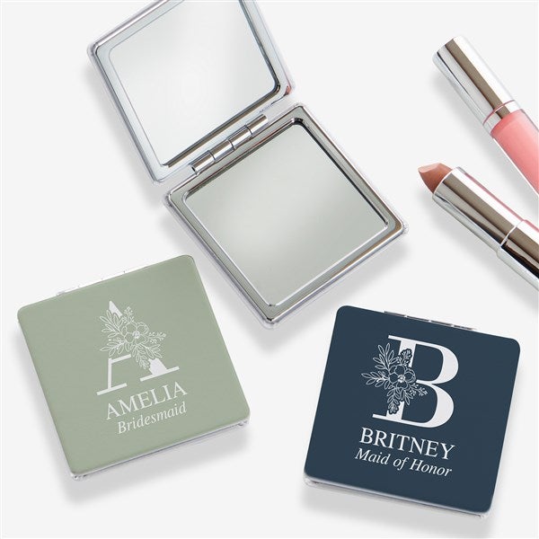 Floral Bridesmaid Personalized Compact Mirror  - 40814