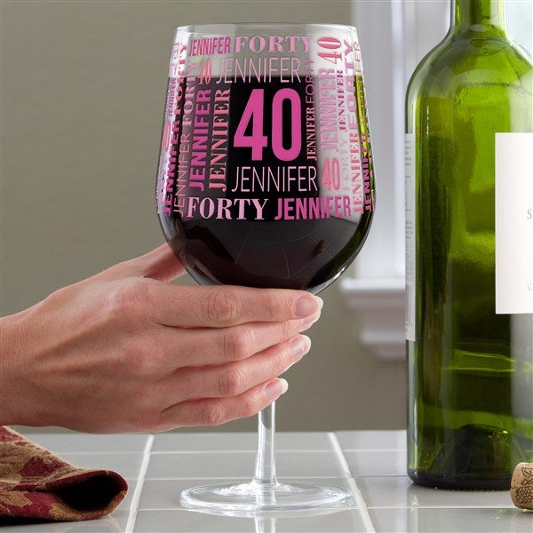 Repeating Birthday Personalized Oversized Wine Glass  - 40817