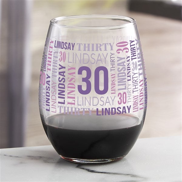 Repeating Birthday Personalized Wine Glass Collection  - 40818