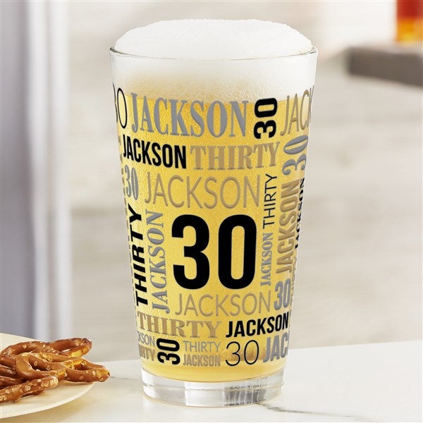 Repeating Birthday Personalized Beer Glasses - 40822