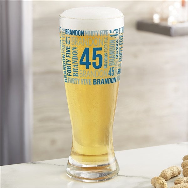 Repeating Birthday Personalized Beer Glasses  - 40822