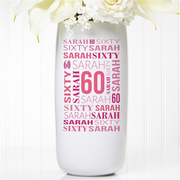 Repeating Birthday Personalized Ceramic Vase  - 40828