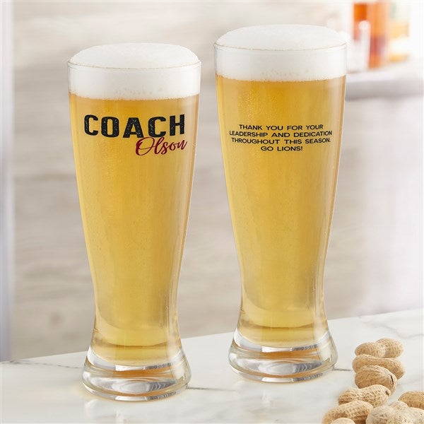 Thanks Coach Personalized Beer Glasses  - 40848